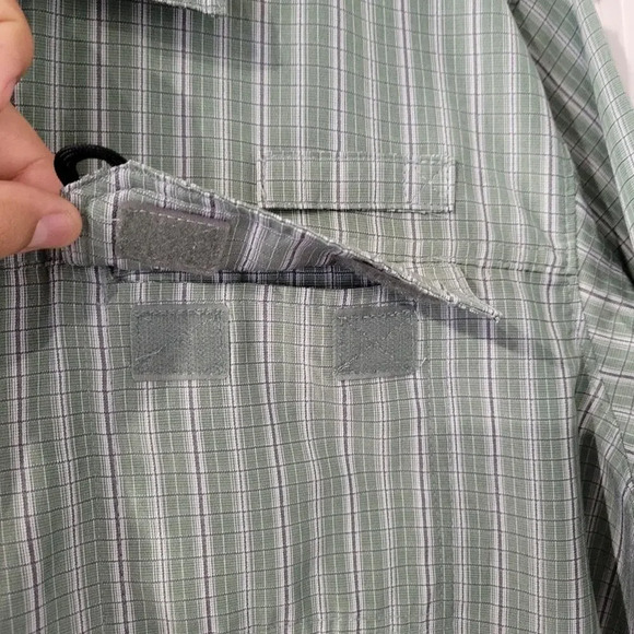 Wrangler Green Tech Plaid Shirt Size L Ripstop Utility Button-Up Streetwear Y2K - Picture 4 of 8